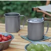 Coffee Pots Titanium Cup Tourist Tableware Picnic Utensils Camping Mug Beer With Lid