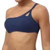 Yoga Outfit Couleur Solide Une épaule Mince Ceinture Femmes Fitness Sports Soutien-gorge Top Beauté Gym Courir Absorbant Sous-vêtements d'entraînement