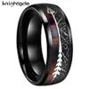 Bague en carbure de tungstène avec incrustation de Texture Unique en bois météoritekoa noir pour 8mm hommes femmes mariage dôme argenté poli 240119