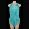 Stage Wear Luccicanti Strass Frange Body Donna Nightclub Party Dance Costume Sexy Nappa Body Performance Abbigliamento