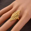 Cluster Rings 24k Gold Plated Resizable Classic Women Elegant Fingerring Ethiopian Dubai Africa Fashion Wedding Jewelry Gift