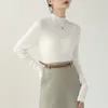 Kvinnors blusar icke-se-genom skjorta stilfull halvhög krage stickad tröja smal passform mjuk textur avslappnad värme för hösten vinterdam