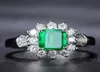 Wong Rain Vintage 100 925 Sterling Silver Emerald Gemstone Wedding Engagement Diamonds White Gold Ring Fine Jewelry Whole 2012270969