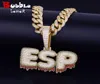 Collier avec lettres à bulles avec nom personnalisé, couleur rouge, matériau en cuivre, Zircons cubiques, Hip Hop Rock Street7921713