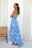 Abiti casual WildPinky 2024 Boho Maxi Dress Donna Stampa floreale Summer Holiday Beach Donna senza maniche Tasche larghe Vestito estivo Vestidos