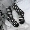 Chaussettes pour hommes classique noir et blanc à pois Crew unisexe nouveauté robe d'impression 3D