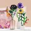 Bloki modelu kwiatowego blokuje budynki 3D bukiet rośliny słonecznikowe cegły róży Zestawy dla dzieci DIY Education