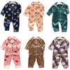 Småbarnflickor Silk Satin Pyjamas Ställ in tecknade barn pojkar pyjamas baby sömnkläder kostym flicka casual hemkläder pojke loungekläder 240118
