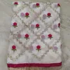 Roupas étnicas Vintage Sari fofo Flor Bordado longo dupatta lenço floral mão georgette véu