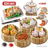 Bloklar 4241pcs Mini City Kanton Gıda Sabah Çay Yemek Yapı Blokları Çin Dim Sum Figürleri Piggy Model Tuğlalar Çocuklar İçin Hediyeler