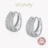 Ailmay Arrival Luxury CZ Ear Buckles Real 925 Sterling Silver Luxury Charm Hoop Earrings For Women Wedding Jewelry 240119