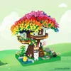 Bloki Rainbow Sakura Tree House Builds Creative City Street Widok budynek mini cegły model dzieci