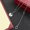 2024 womens necklace for woman love jewelry gold pendant dual ring stainless steel jewlery fashion oval interlocking rings Clavicular chain necklaces designerQ22