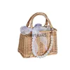 トートズストロートートと女性用バッグラアン織りバスケット財布とバッグレディースパールアンドルビークリボンClu bagh24218