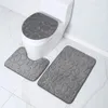 Toilet Seat Cover 3Pcs Set Bath Mat Shower Room Floor Rug Home Bathroom Anti-Slip Absorbent Doormat Pebbles Bathtub Decor Carpet 240122