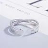 Cluster Rings Band Elegant Engagement Jewelry 925 Sterling Silver Women Simple Minimalist Pinky Accessories Anniversary Gift Open Ring