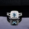 Nouveau luxe diamant topaze mer bleu zircon bague de fiançailles mariage ouverture ring3499827