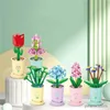 Blocchi Building Block Bouquet Modello 3D Giocattolo Lucky Mini Flowers Assemblaggio fai da te Mattoni Decorazione della casa Pianta in vaso Giocattolo educativo per bambini Regalo