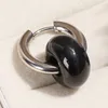 Pendientes colgantes Cambian mejor Piedra natural Ágata Color plata turquesa Aro Mujeres Donut de acero inoxidable Hebillas de oreja colgantes gruesas