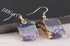 10 pares de brincos de fatia retangular de ametista e estalactite, brincos de pedra de geodo de cristal bruto banhados a ouro roxo drusy drusy earrin3435251