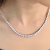 Aaa Gems Ouro Branco Vermeil Tamanho Graduado 3,5mm Vvs Moissanite Diamante Colar de Corrente de Tênis para Mulheres