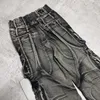 Streetwear Retro Jeans Y2K Pantaloni Uomo Hip Hop Distressed Baggy Punk Rock Gotico Pantaloni larghi a vita alta Abbigliamento 240125