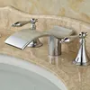 Bathroom Sink Faucets Vidric Modern Wave Shape Waterfall Bath Tub Faucet Deck Mount Dual Handles Basin And Cold Mixer Taps