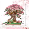 Blocs 2138 pièces bricolage décoloration fleur de cerisier rose arbre maison Train assemblage blocs de construction modèle classique briques ensembles enfant
