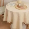 Table Cloth Beige Retro Knitted Long Tea Dining Cover Sofa Simple And High-end Birthday Decoration F3Y1821