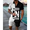 Men's Tracksuits Stylish 3D Print Men Polo Shirts Set Zipper Lapel Sets Collar Shorts 2pcs Hawaii Holiday Style Man Tracksuit