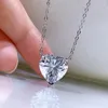 Pendants High Fashion 1 Heart Moissanite 12x12mm Purple Yellow White Lab Diamond Necklaces With 925 Silver Box Chain Jewelry