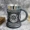 Tumblers 600ml de aço inoxidável resina tankard caneca café cerveja copo gótico decoração festa decoração drinkware presente 3d retro nórdico medieval t240218