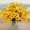 Decorative Flowers Single Artificial Sunflower Bouquet Silk Fake Flower DIY Wedding Bouquets Centerpieces Arrangements Party Home Decor