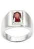 Натуральный Красный Гранат 925 Серебряное Кольцо для Мужчин Ювелирные Изделия Чистая Группа 55 мм Круглый Кристалл Драгоценный Камень Январский Камень Подарок На День Рождения R503RGN8254442