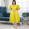 Sukienki w dużych rozmiarach 2024 Kobiety Jacquard Puff Sleeve wycięte Wybierz się przez szaty