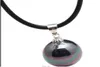 GT 820mm Black Sea Shell Pearl Pendant Black Rubber Necklace 925 Silver Blue Lotus225R3562975