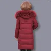 Frauen Trenchcoats Winter Daunen Baumwolle Kleidung Jacke Mittellange Frauen Große Pelz Kragen Einfarbig Mantel Abrigos Mujer Invierno Sobretudo