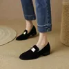 Elbise Ayakkabı Phoentin Kadın Retro Koyun Süet Loafers 2024 Orijinal Deri Sıradan Rahat 3cm Düşük Topuklu Ofis Leydi Zarif Pompalar FT3246