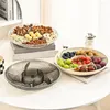 Plates Fruit Plate Easy To Clean Snack Tray Capacity Round Dried 6 Compartments Grade Pet Multi-purpose For Kitchen