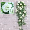 Decorative Flowers 18 Heads Vine Silk Artificial Plant Fake Rose Garden Decor Hanging