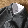 Mens Knitted Woolen Cardigan Korean Version Trendy Zipper Outerwear Sweater Jacket Vertical Stripe Thickened 240202