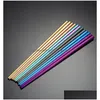 Chopsticks Glossy Titanium Plated Anti Scalting High-klass 304 Rostfritt stål Rainbow Golden Black Square Drop Delivery Home Garden Dheil