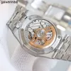 Audemar Piquet Auto Watch Luxury Mens Wristwatch Menwatch Kutu 2325 Mükemmel Kalite İsviçre Mekanik Hareket UHR Geri Şeffaf Kauçuk Kayış Montre Royal Rel