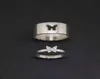 Couple anneaux papillon correspondant pour femmes hommes ensemble de mariage promesse bague amoureux or Sier Color4371680