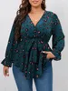 Finjani Plus Size Tops Casual Loose V-neck Women Blouses High-quality Polyester T-shirts Multiple Colors Available 240130