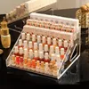 Förvaringslådor Stand Shop Display Makeup Plastic Cosmetics Transparent Fashion toalettbord Box Organiser Nagellack