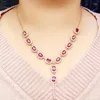 Pendants Natural Real Red Garnet Necklace With Pendant 0.6ct 12pcs Gemstone 925 Sterling Silver Fine Jewelry X21881