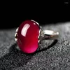 Cluster Rings Female Big Red Stone Ring Simple Design Style Luxury Atmosphere Valentine Fashion Gifts For Ladies