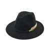 Berets feminino aba larga fedora chapéu panamá com fivela de cinto de metal sombrero chapéus festa pacote vintage maca fio diário