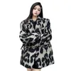 Ретро-блейзер, женский леопардовый модный твидовый теплый пальто, осенне-зимняя уличная одежда большого размера 240122